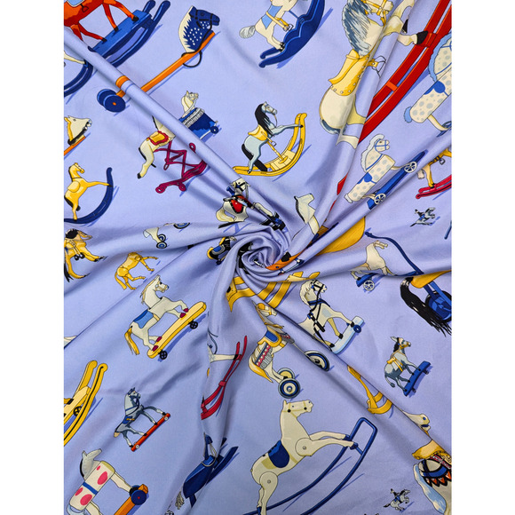 Hermès Periwinkle Raconte-Moi le Cheval Silk Scarf 90cm - Picture 2 of 6